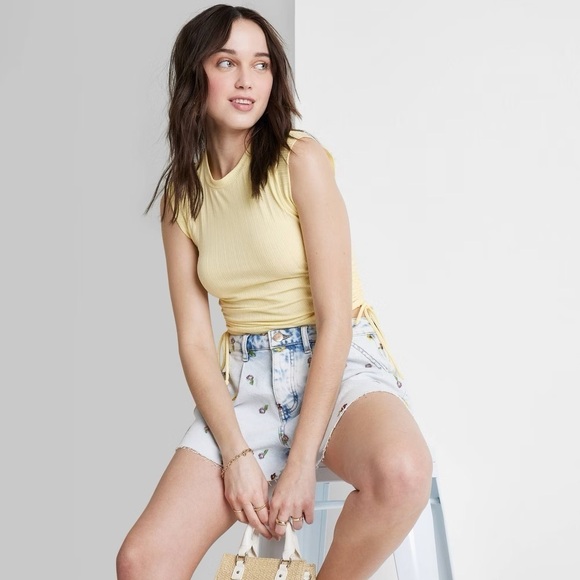 wild fable Tops - Women’s Side Cinched Top • Light Yellow • Wild Fable